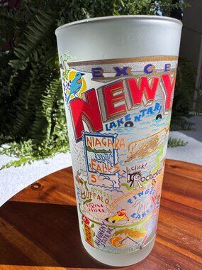 Vintage Catstudio New York State Frosted Glass Tumbler - 15oz